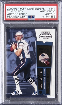 2000 Playoff Contenders #144 Tom Brady Signed Rookie Card - PSA Authentic, PSA/DNA 8 